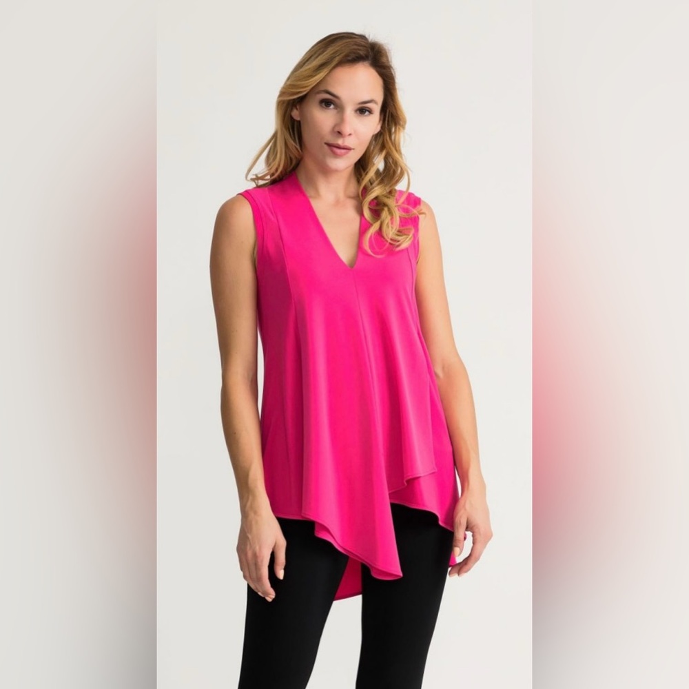NWT Joseph Ribkoff pink, sleeveless, v-neck loose fitting tunic, size 6